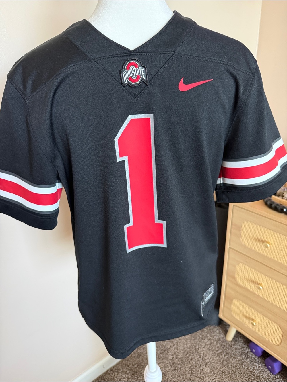 Nike Ohio State Buckeyes #1 Football Jersey Black Youth Size M